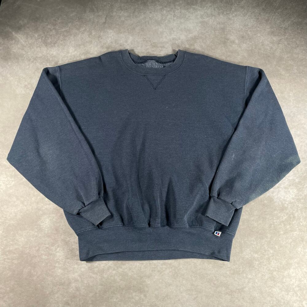 Vintage Russell Athletic Blue Grey Pullover Sweatshirt Large
